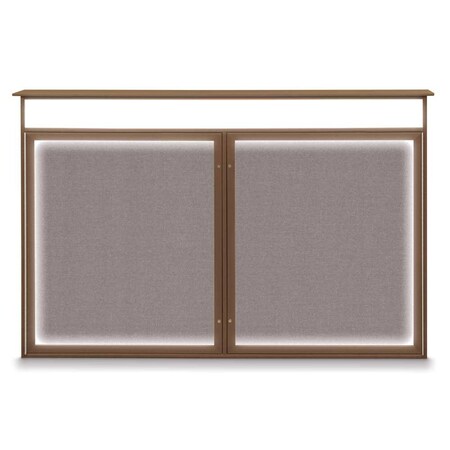 United Visual Products 96"x48" 2-Door Enclosed Outdoor Letterboard, Black Felt/Satin UV1161DDD9648PLUS-SATIN-BLACK